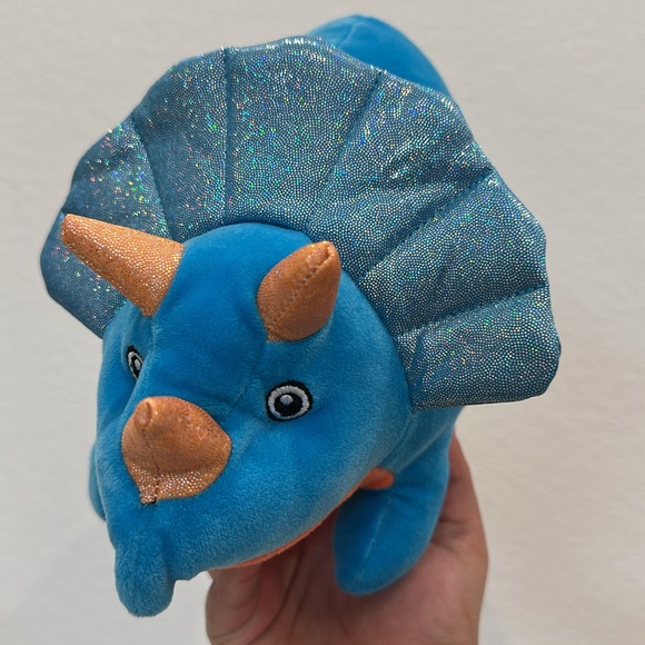 Triceratops Puffyfluff Color Blue Plushy Dinosaur 11” New - Picture 15 of 15
